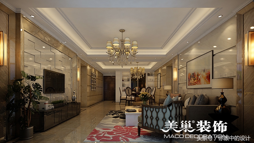 现代简约风格南北通透96平方两房,锦绣山河大户型装修效果图