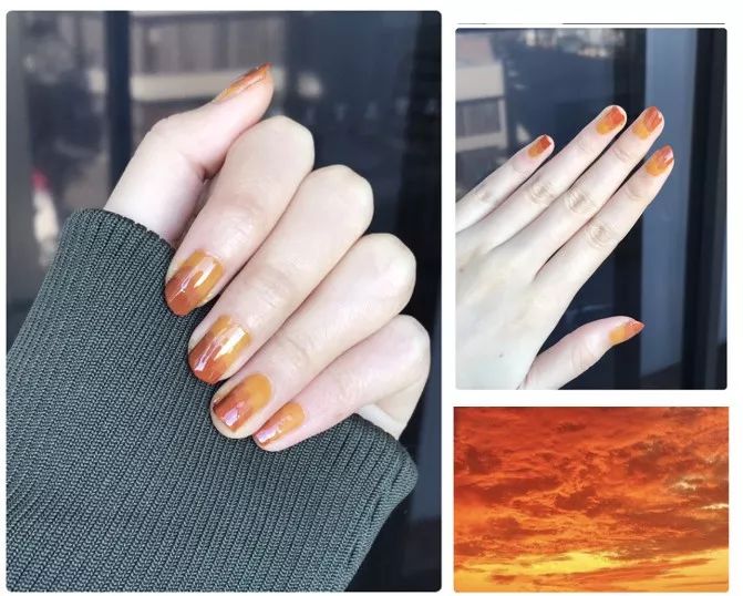 美甲款式图片ins中长款裸色系渐变,好看的美甲ins推荐