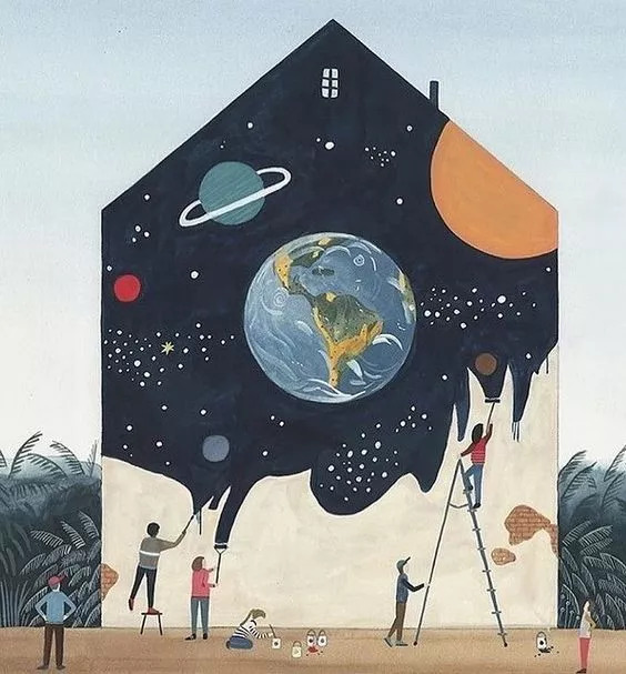 自家门口墙绘,一家房子墙绘