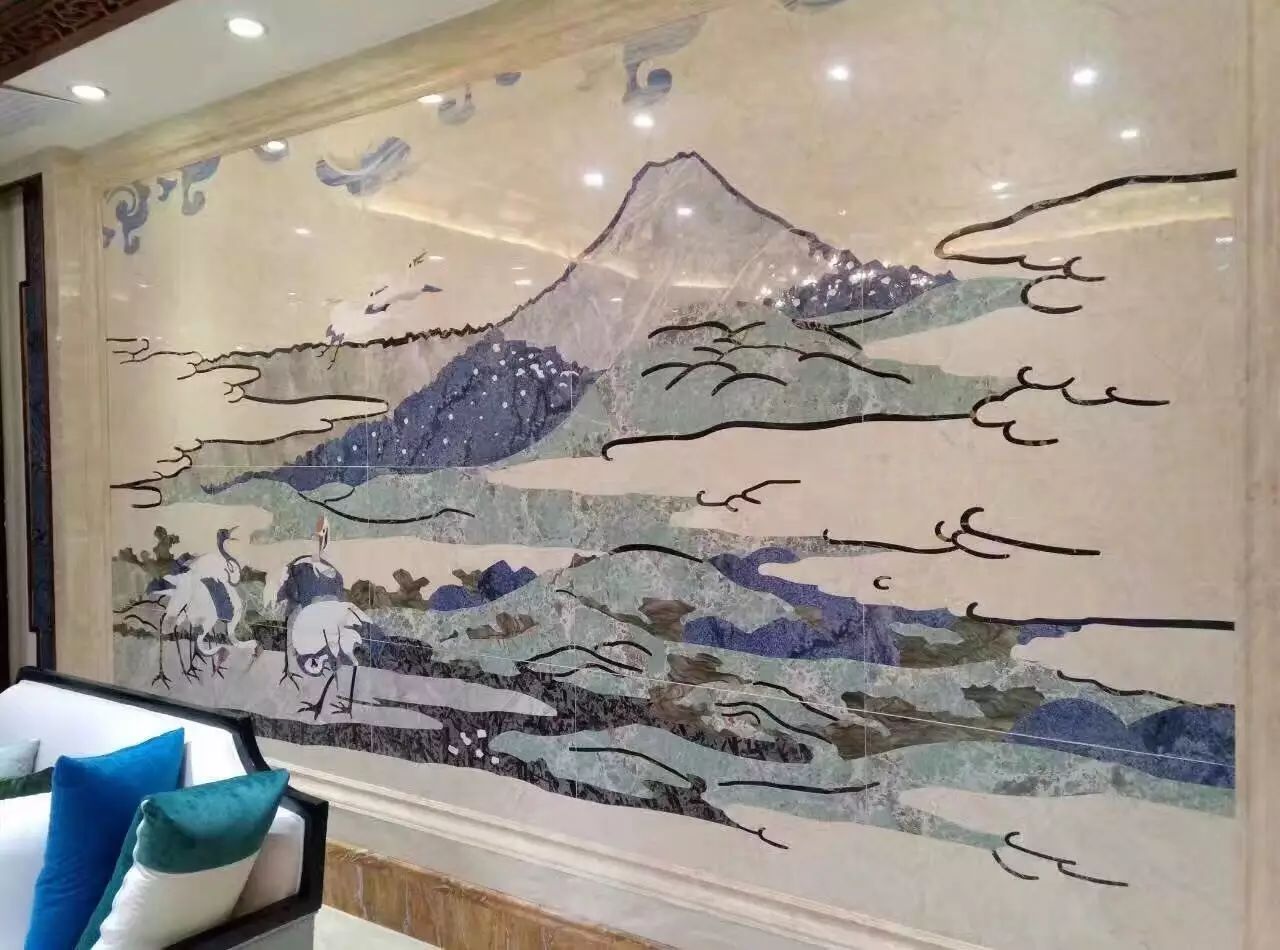 大理石水刀拼花客厅效果图,让人惊艳的水刀拼花图集