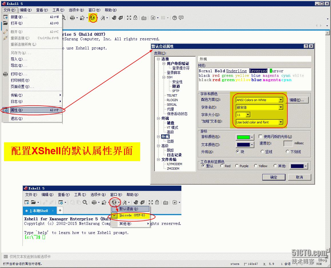 修改SecureCRT默认配置，解决颜色、字体、乱码等问题