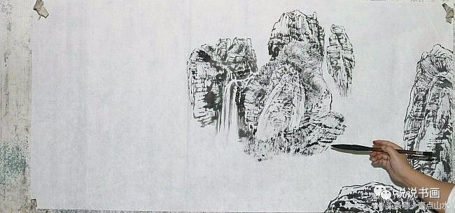 一整幅山水画画法教学a4纸,泼墨山水画技法竖幅