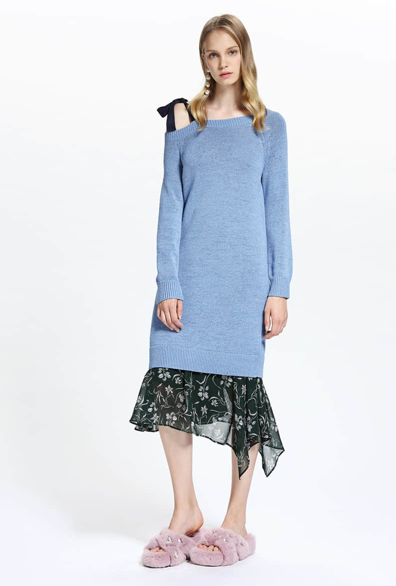 时尚气质显瘦针织百搭连衣裙女,针织连衣裙让你的秋冬造型更优雅