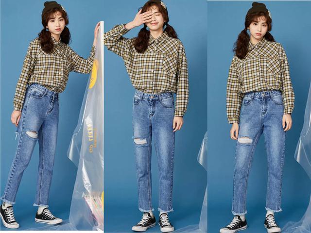 2018年很流行的“九分”哈伦裤又火了，上衣这样搭显瘦还超时髦！