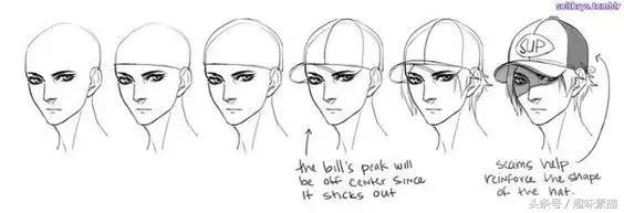 动漫人物帽子画法慢教程,各种各样的帽子画法