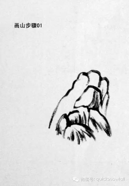 山水画斧劈皴山石画法,阿金山水画技法山石画法