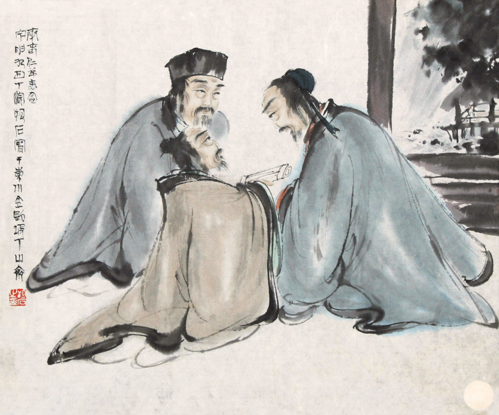 傅抱石创作国画天女散花图,傅抱石的国画作品《一望大江开》