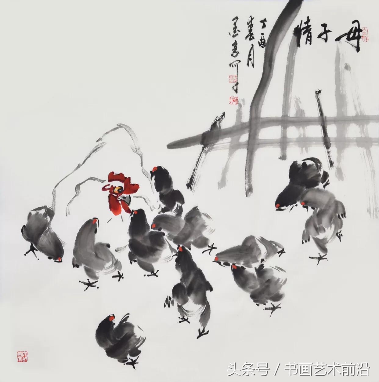 独具一格写意人物毛笔画,墨豪画鸡独具一格