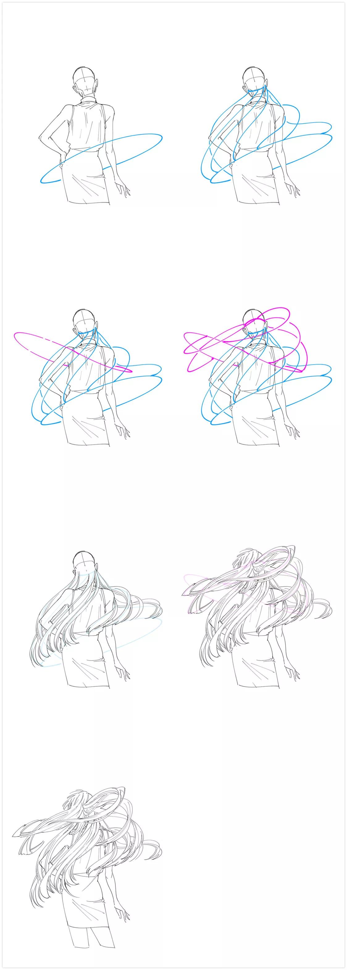 比较卷的头发画法,比较凌乱的头发画法