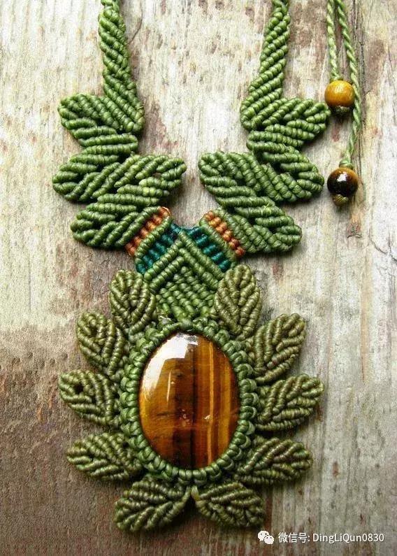 绳编宝石吊坠教程,石头吊坠穿珠子编绳教程