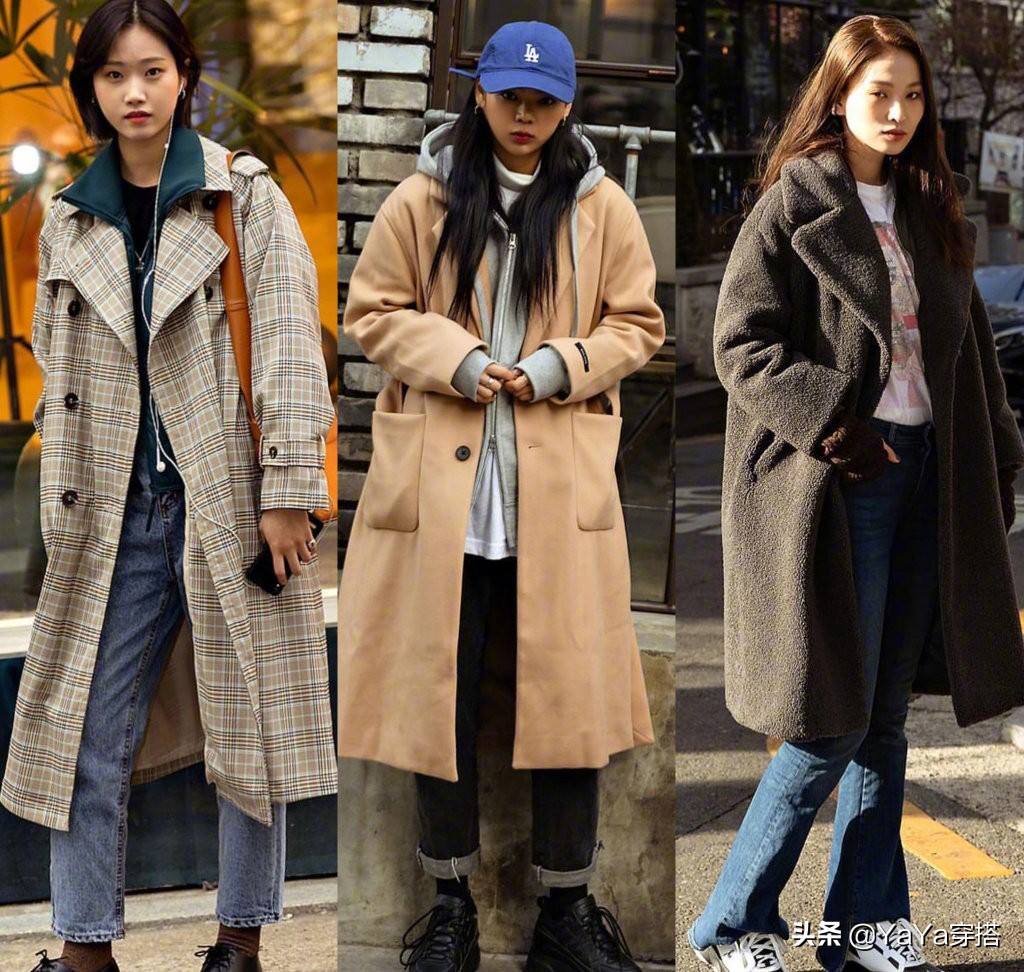 黑色韩国羊绒大衣搭配,韩系穿搭女生秋冬灰色大衣