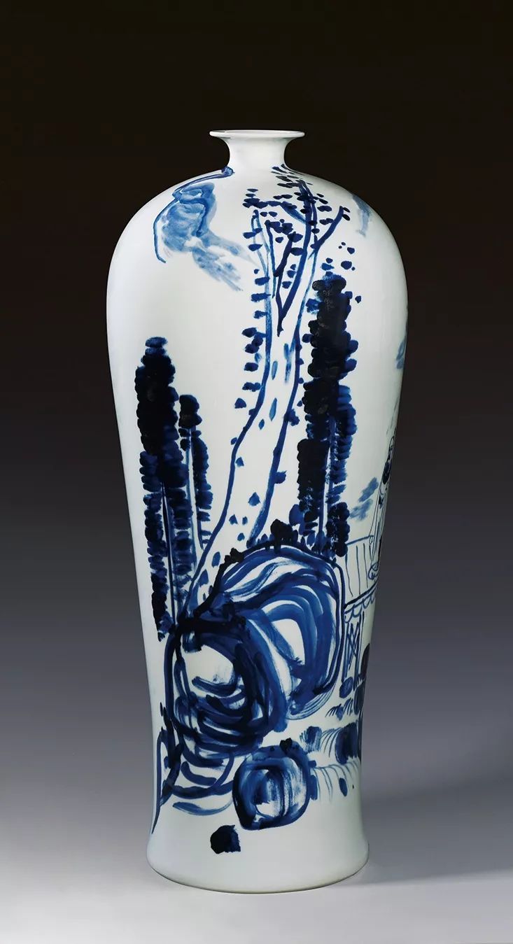 古涧一枝梅,梅兰竹菊手绘釉上彩瓷板画