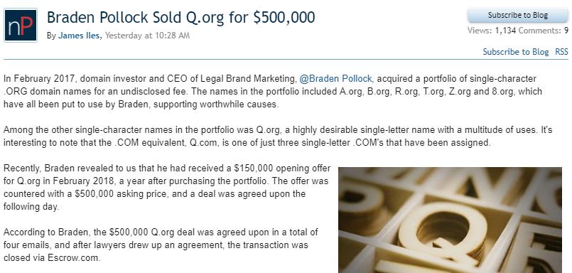 近350万元！半年前易主的单字母.org域名价格曝光