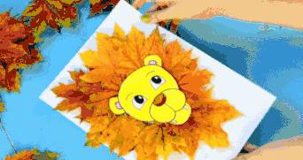 用枯枝落叶做成的简单艺术品,幼儿园秋天的落叶艺术品