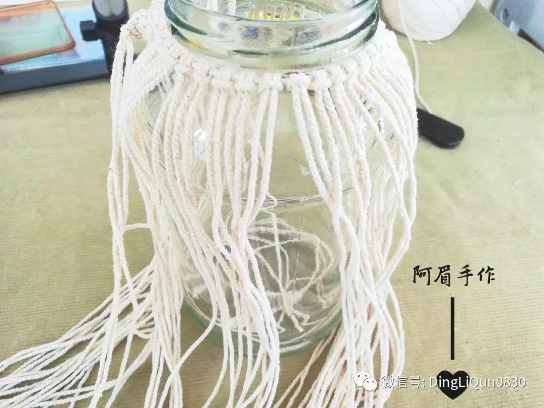 棉线手编吊灯罩教程,绳编灯罩教程
