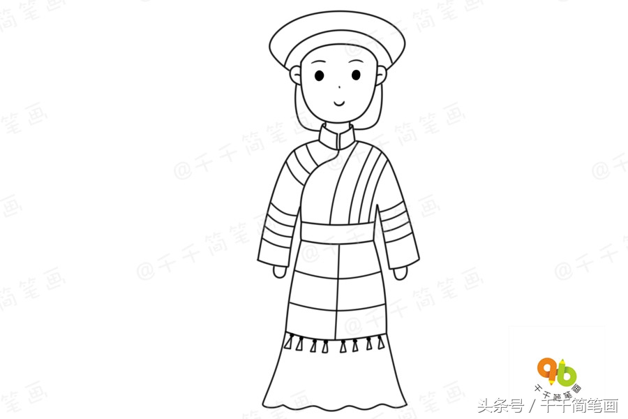 少数民族服饰简笔画超简单,广西少数民族服饰简笔画
