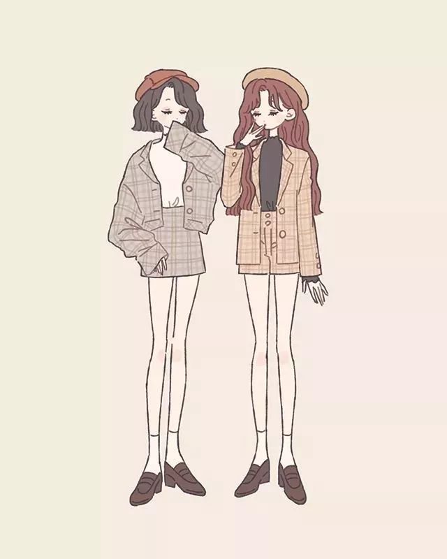 手绘漫画人物的衣服搭配,日系春季搭配手绘漫画