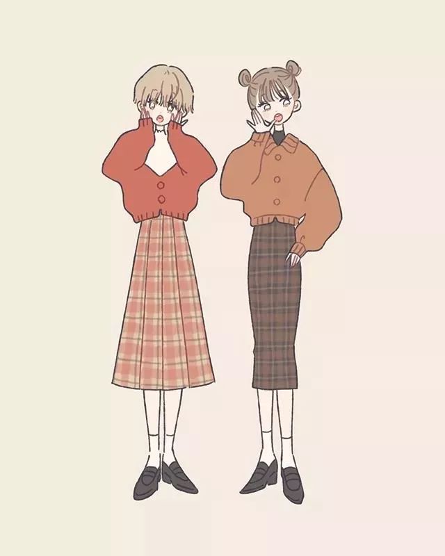 手绘漫画人物的衣服搭配,日系春季搭配手绘漫画