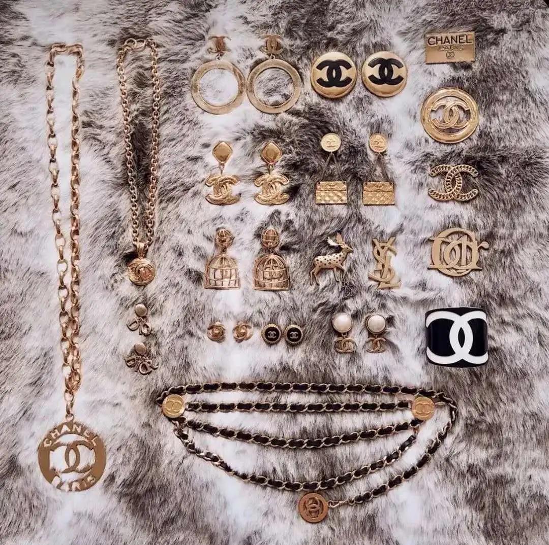 VintageChanel中古琉璃饰品,中古香奈儿双c项链