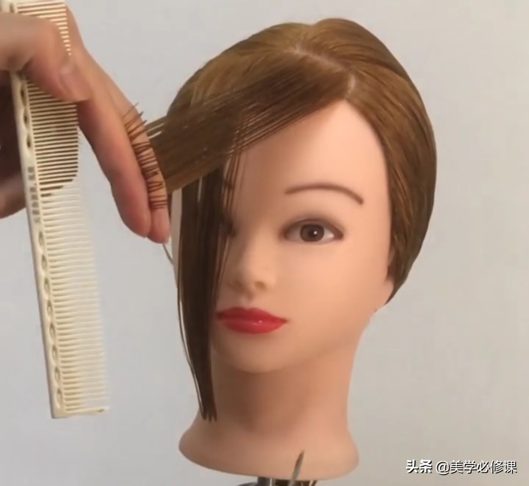 中长八字刘海发型适合什么脸型,教修剪刘海修饰脸型视频