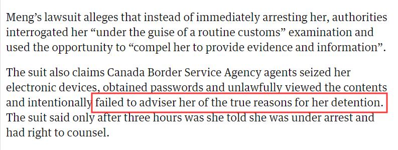加拿大非法逮捕孟晚舟文件曝光！手机信息被分享给FBI