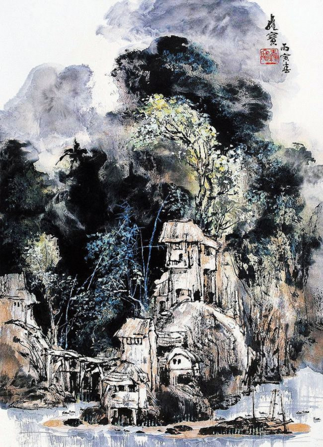 古香古色山水画,岭南风景国画