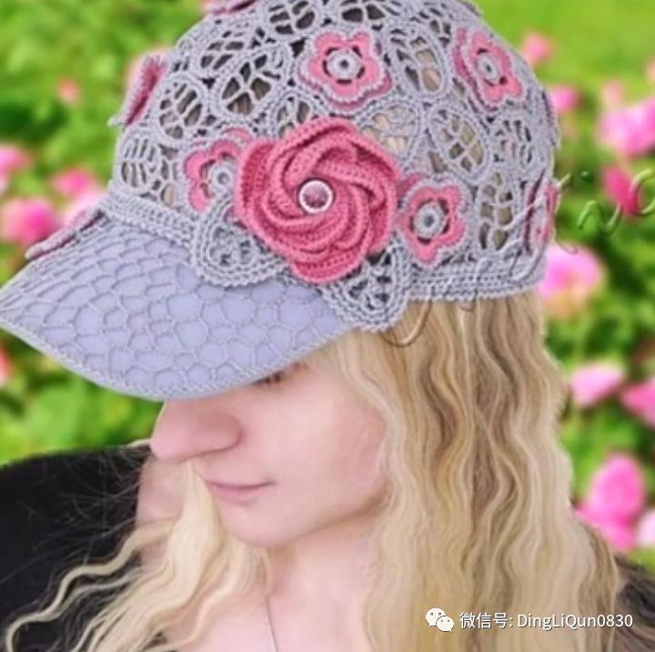 针织作品30款时尚钩花装饰帽子,简单易学又好看的针织帽子