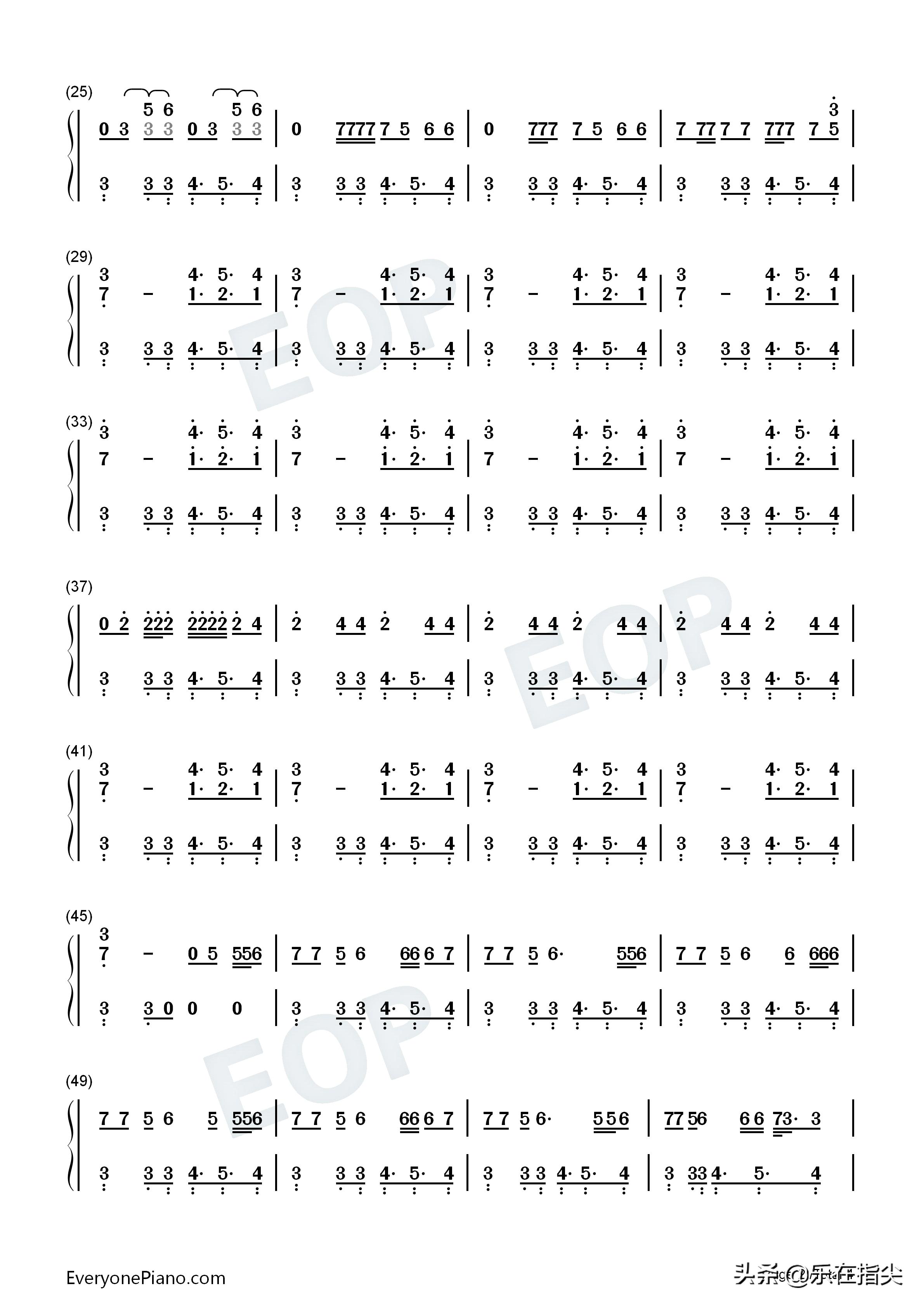 no钢琴谱五线谱,别知己五线谱钢琴谱双手指法