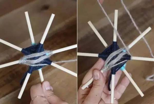 粗毛线绕花朵教程,毛线筷子绕花朵教程