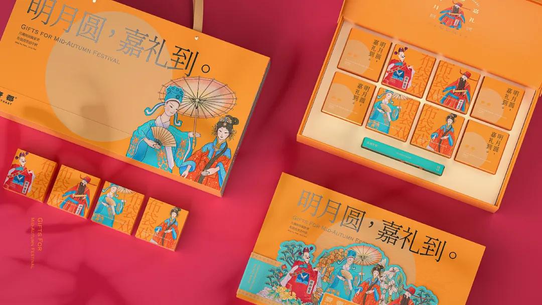 国潮风格的礼盒包装设计,融合中国传统文化的设计