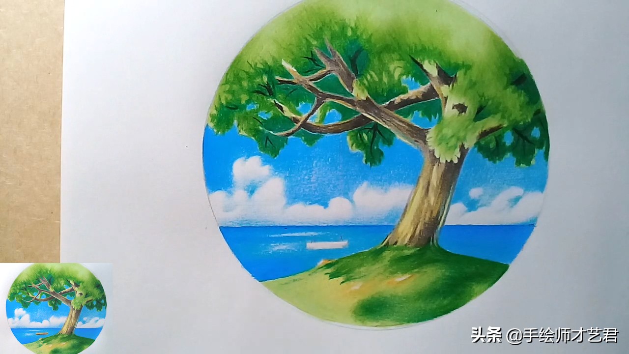 山水风景画彩铅绘画步骤教程,彩铅画风景画简单的教程