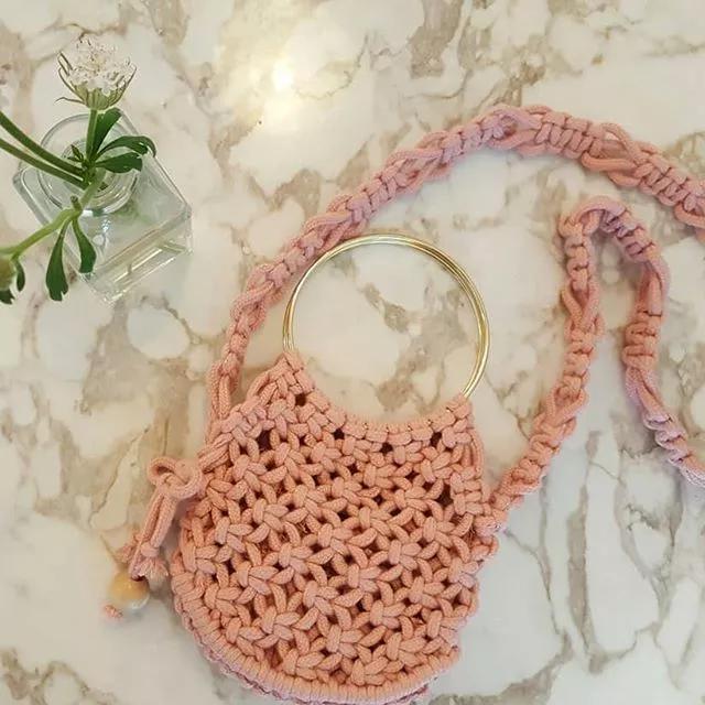 钩织网兜手袋,钩织收纳网兜小包最新