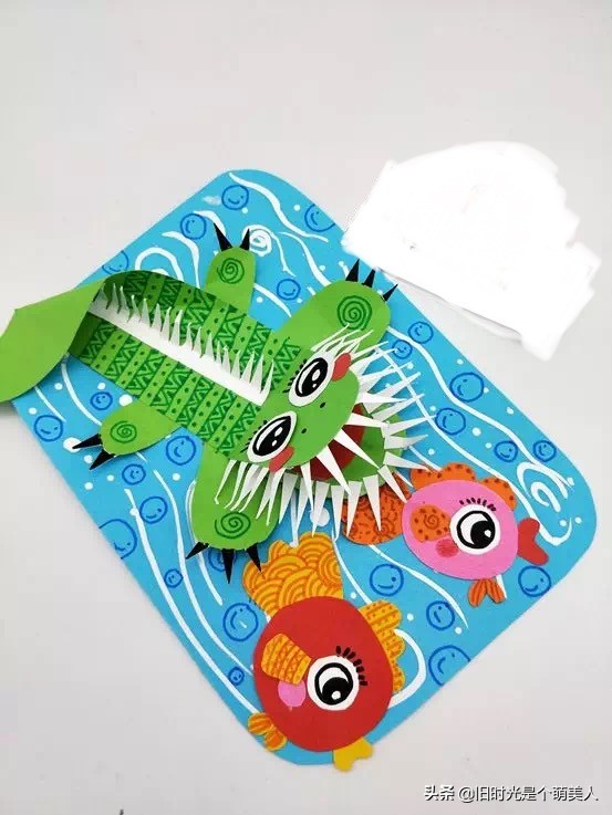 简单画大鳄鱼,儿童画大鳄龟