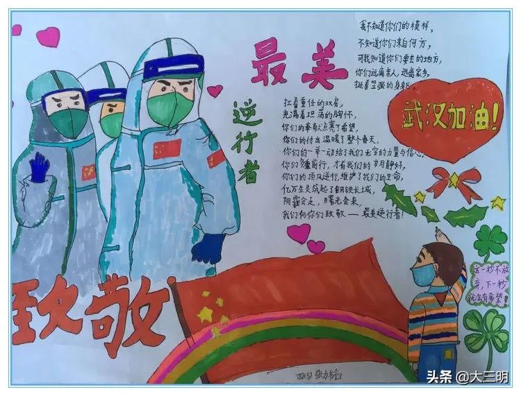 「停课不停学—手抄报篇」“武汉加油，中国加油”