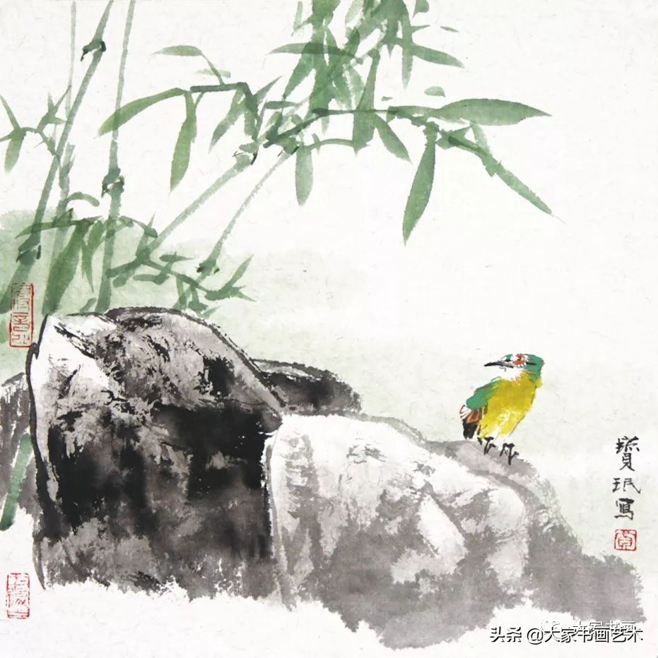 贾宝珉写意花鸟画谱山石篇,贾宝珉花鸟画稿精选图文