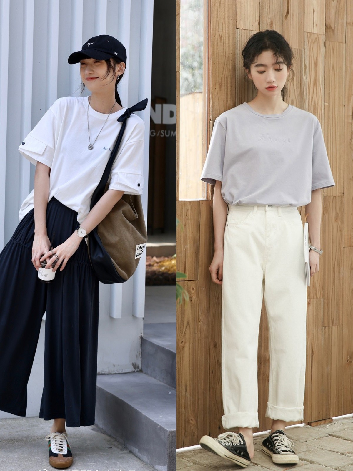 阔腿裤夏天配什么t恤衫好看,夏天阔腿裤搭配什么t恤好看