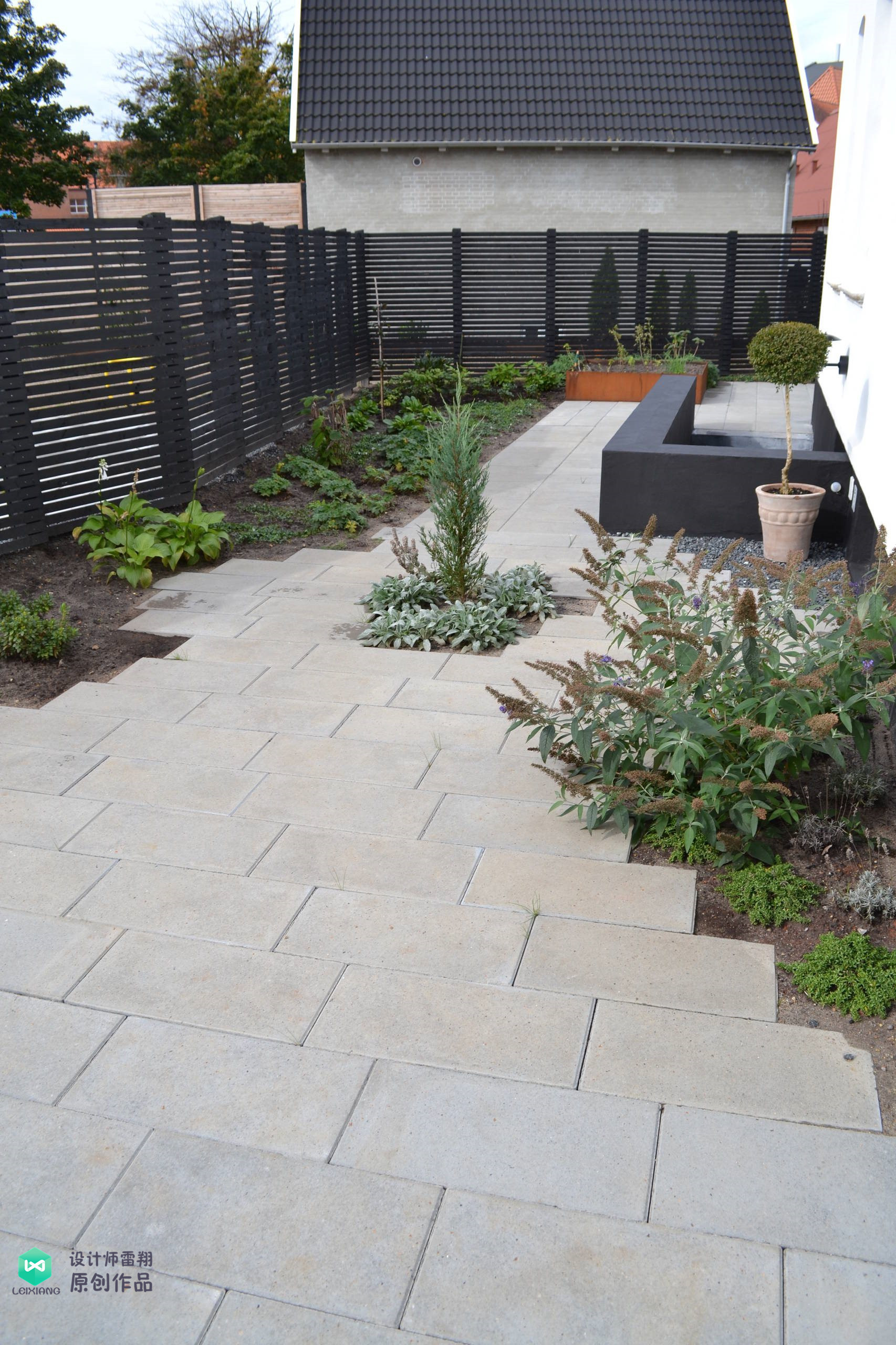 庭院石板如何铺,1.2米庭院路石板铺设效果图