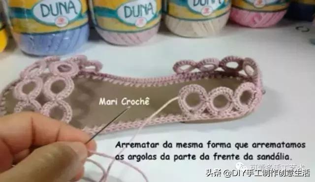 旧鞋底改造钩针鞋教程,手工钩鞋教程春夏季椰子鞋