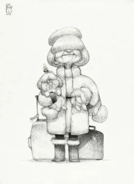 画动漫人物黑白插画素描,超级可爱的素描画