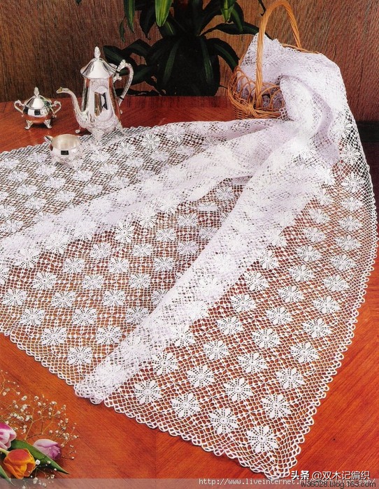 洛可可风蕾丝古典钩针桌布,钩针编织蕾丝长方形沙发巾图解