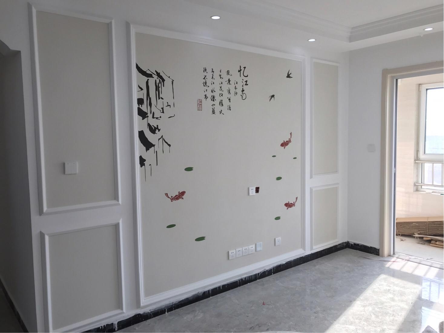 硅藻泥电视墙实景,硅藻泥背景墙实景