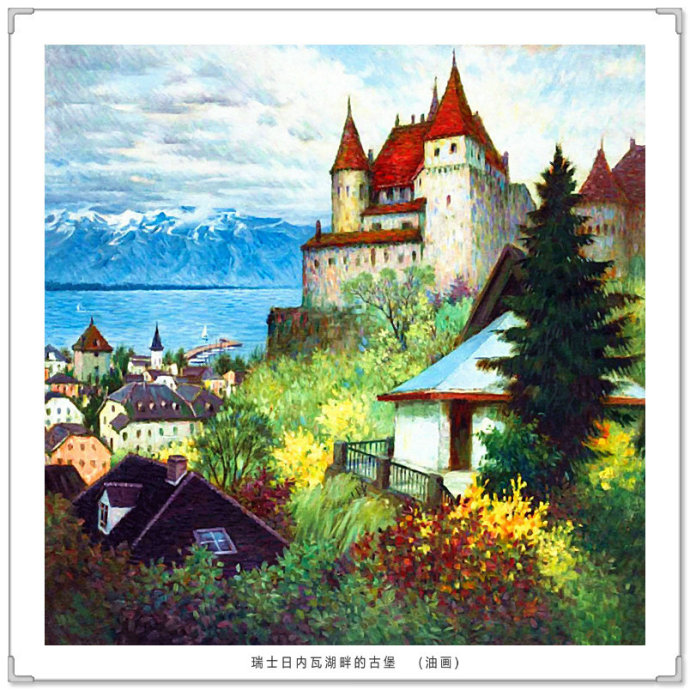 宫廷油画复古写真,高级灰风景油画写生作品