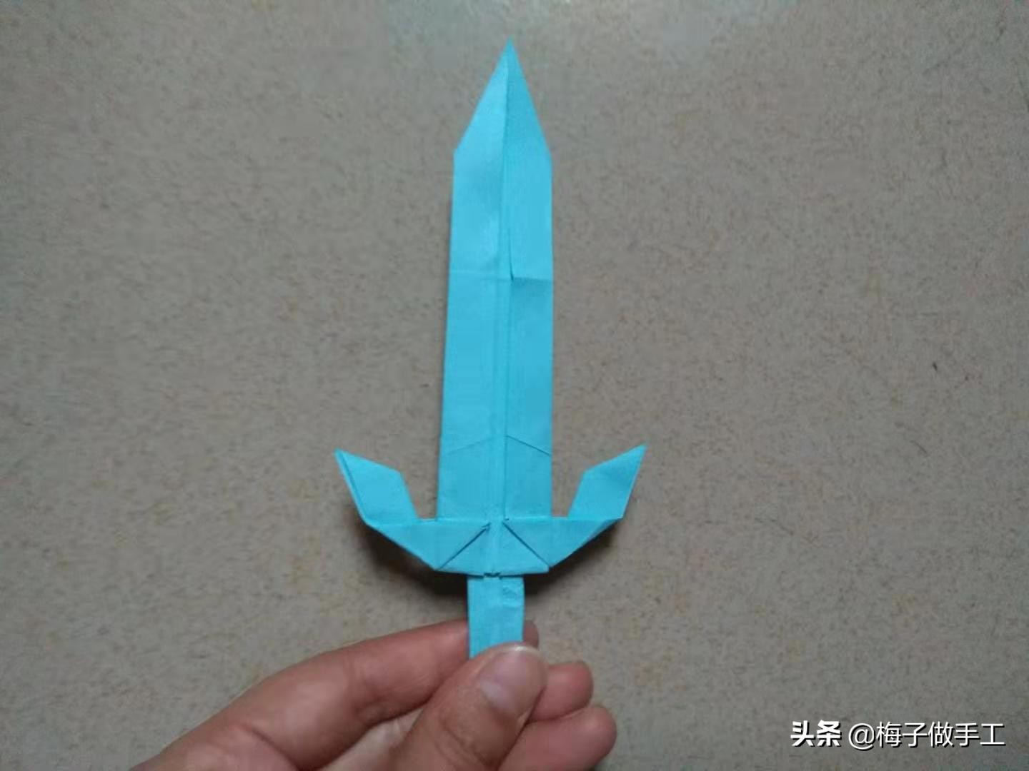 儿童手工折纸简单3-5岁宝剑,儿童手工折纸宝剑简单版慢教程