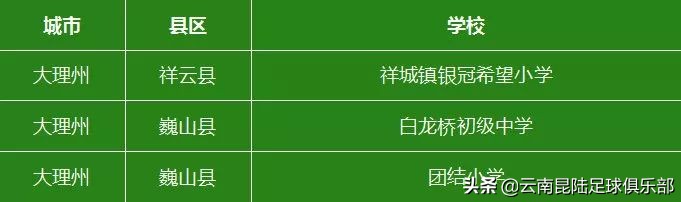 全国首批青少年足球特色学校,云南2019年全国足球特色学校