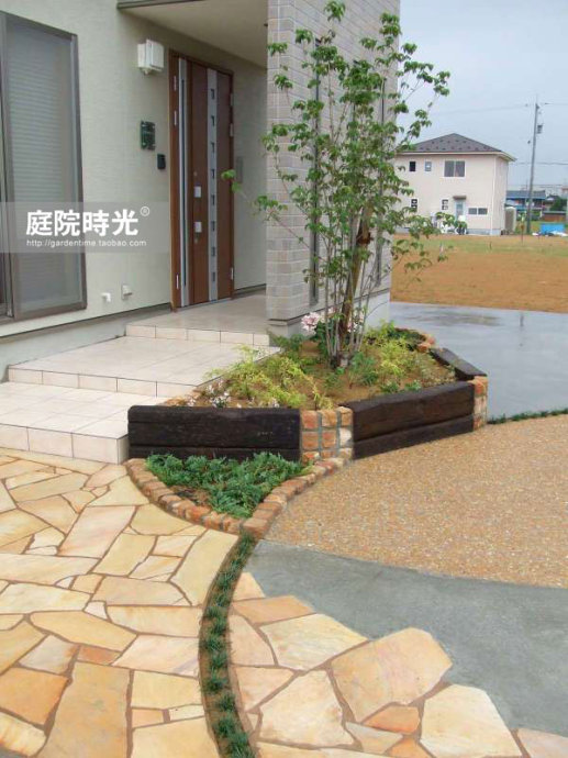 中式庭院古代老石板铺装,庭院铺装样式区域颜色搭配