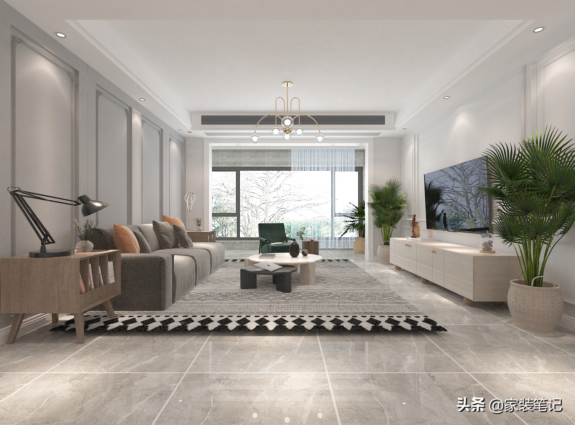 全屋只做石膏线的装修效果,发现一家装修很有氛围感的店铺