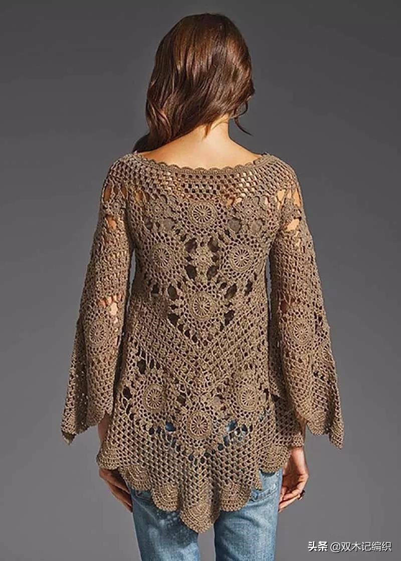 短款钩针衫图解,钩针衫款式