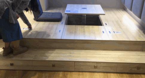 12平榻榻米房间设计带飘窗,小阳台做榻榻米书房装修设计