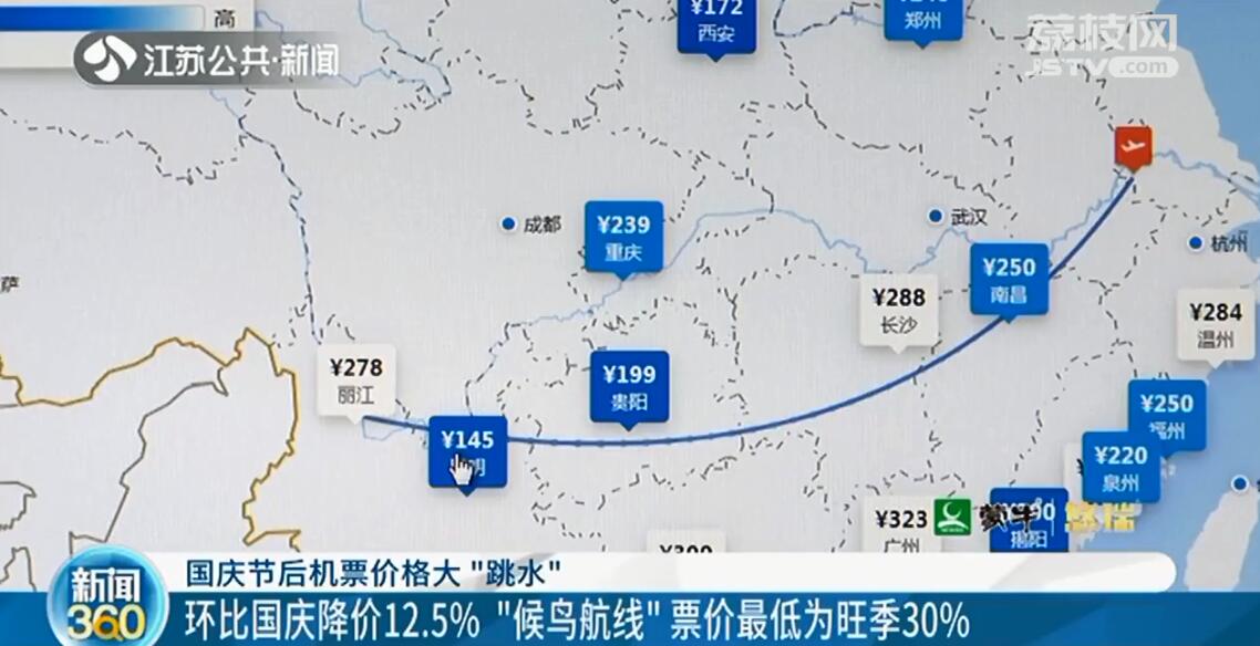 国庆机票价格跳水,十一月份南京到昆明飞机票价格