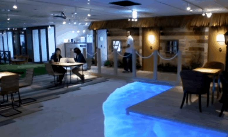 办公室里有山有水,办公室有躺椅